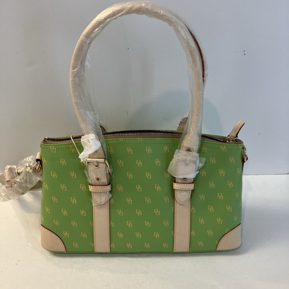 DOONEY & BOURKE Lime Green Logo Zip Satchel w Wristlet, Glasses, ID Cases - NWOT - Picture 5 of 8